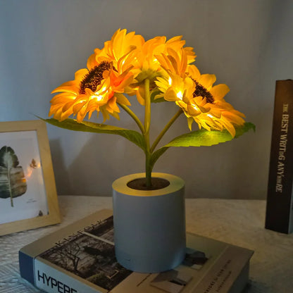 Vase de tournesols lumineux